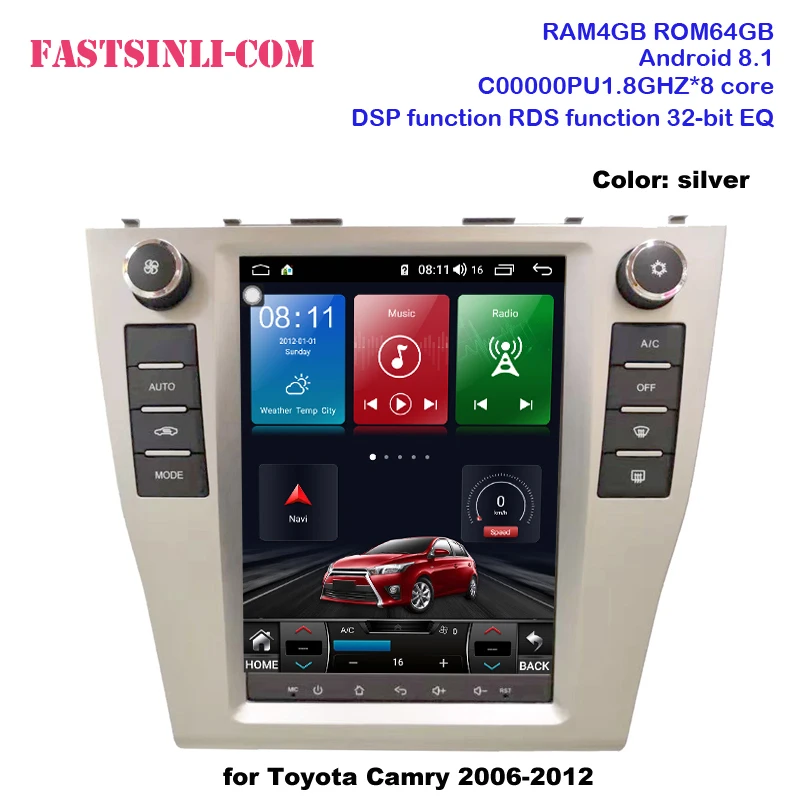 CarPlay Tesla стиль мультимедийный плеер Android8.1 вертикальный экран gps для Toyota Camry 2006-2012 радио gps навигация