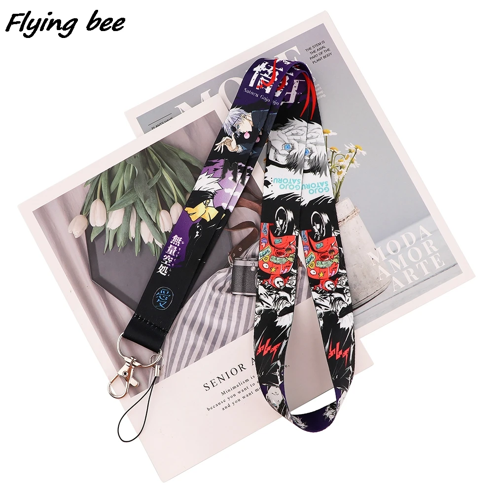 

Flyingbee аниме для мальчиков с принтами персонажей из мультфильмов и иконки Стиль любителей аниме брелок-Шнур Шейный ремень для USB держатель значка "сделай сам" с подвеской X1708