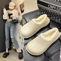 waterproof non slip home slippers winter warm plush indoor cotton woman shoes thick bottom soft slides memory foam couples shoes