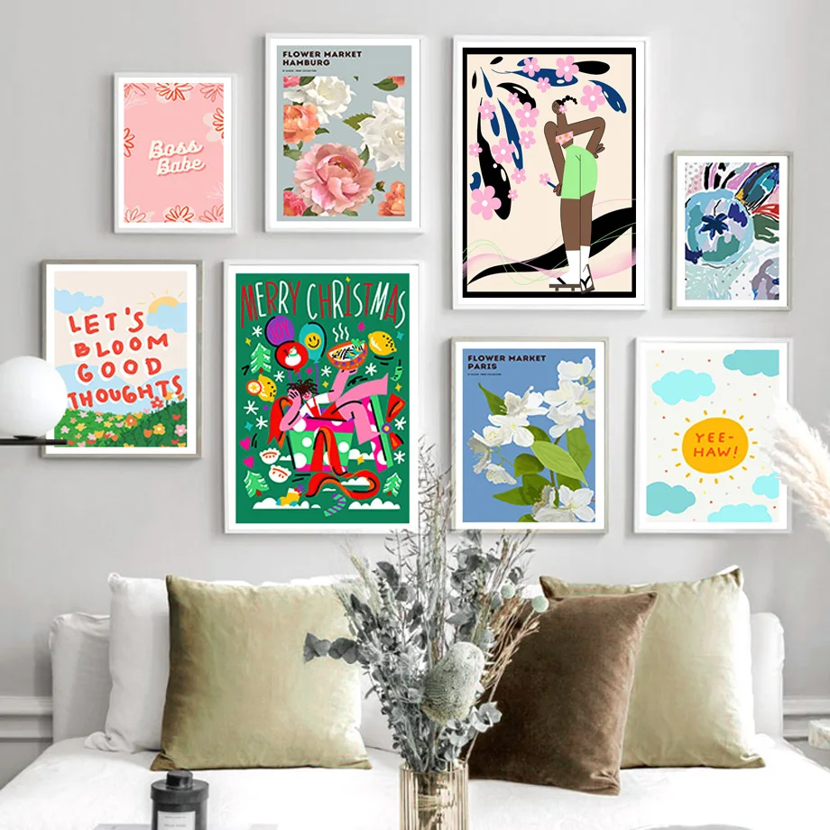 

Abstract Girl Flowers Modern Colorful Wall Art Canvas Painting Posters And Prints Wall Pictures For Living Room Decor Aesthetics