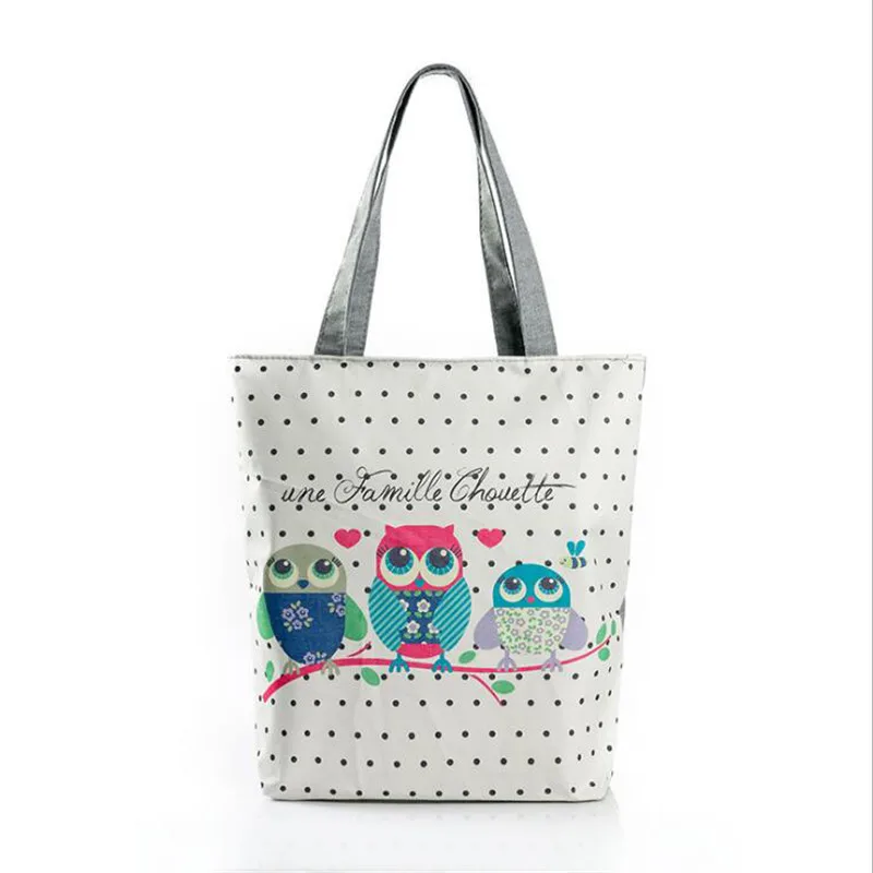 

LKEEP Owl Cartoon Prints Portable Shopping Bag Large Capacity Reusable Shopping Bags Lady Beach Pouch Tote Casual Handbag