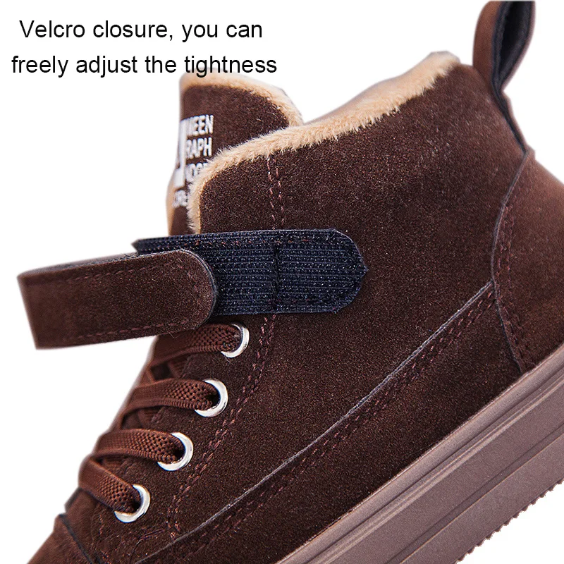 XZVZ-Botas de algod&oacute;n para ni&ntilde;os y ni&ntilde;as, zapatos antideslizantes de Material de gamuza, c&oacute;modos, mantiene el calor en invierno-2