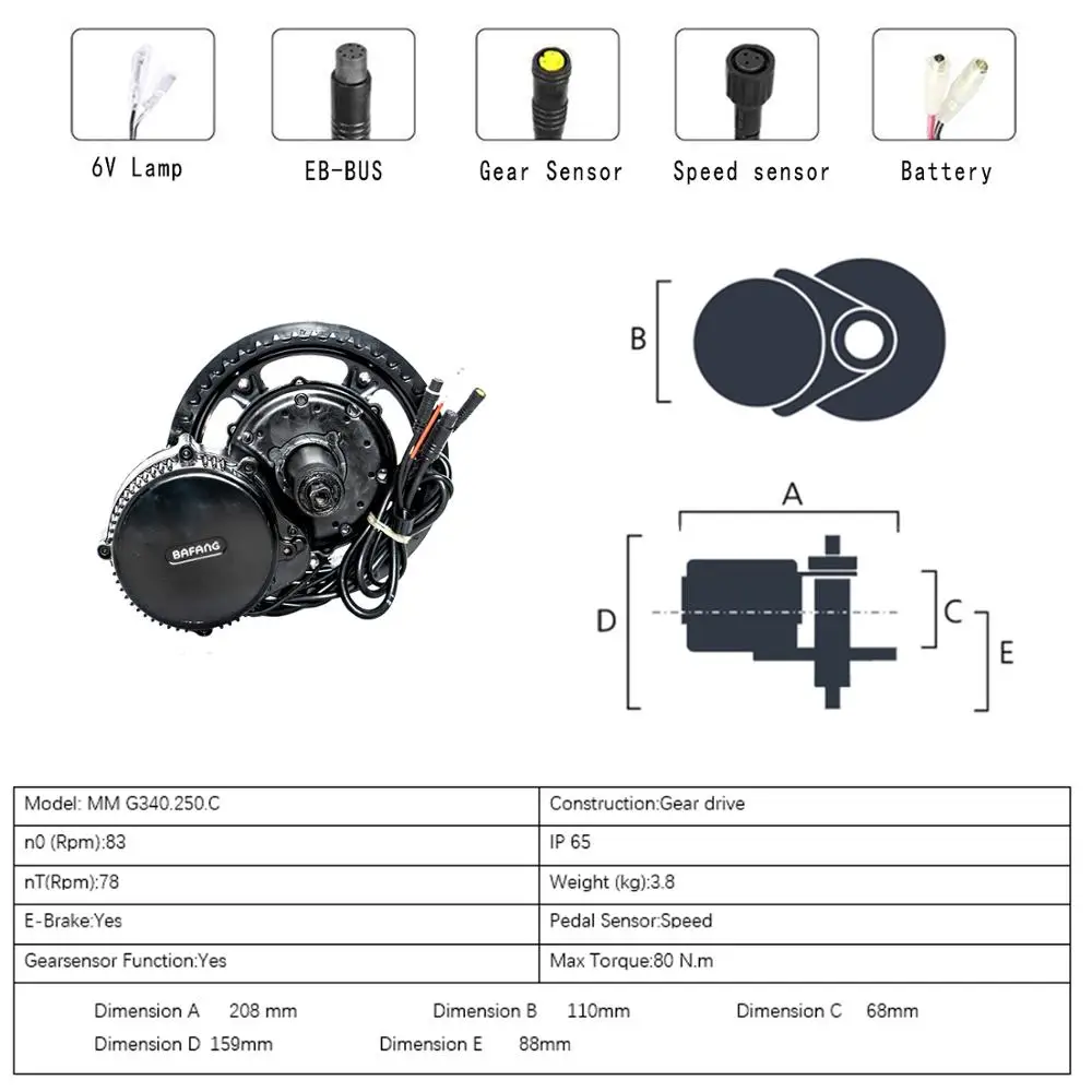 Бесплатная доставка 36V250W 8FUN Электрический велосипед конверсионный комплект Ebike