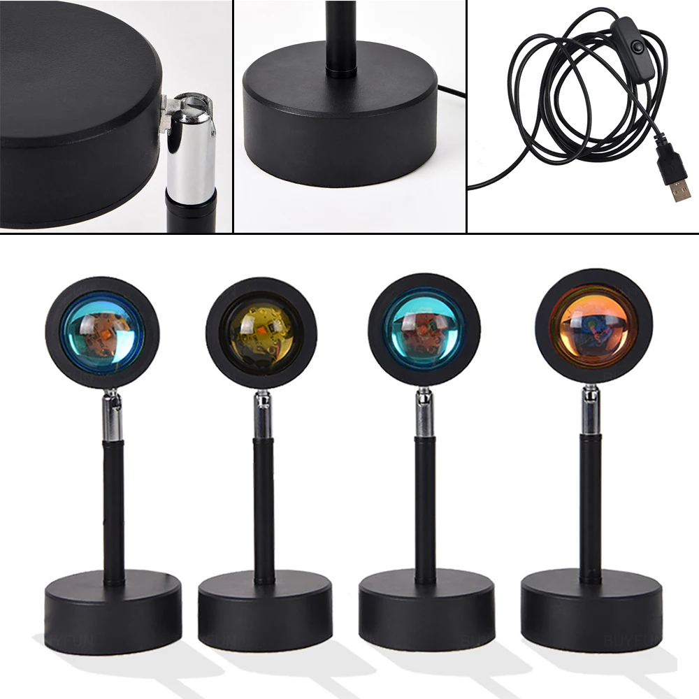 

Sunset Projection Lamp Rainbow Atmosphere Led Night Light Sunset Light For Home Bedroom Background Wall Tiktok USB Table Lamp