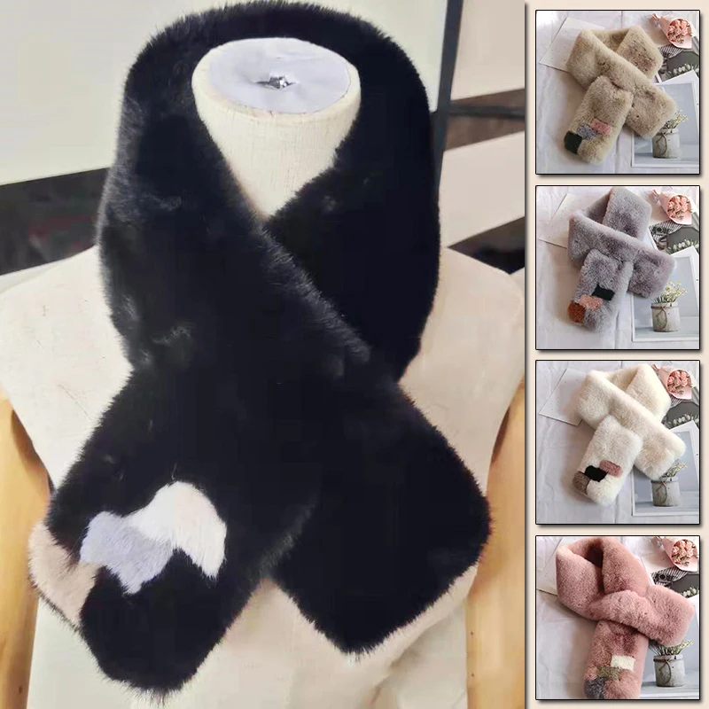 Зимний женский шарф из искусственного меха теплые толстые шарфы для шеи с
