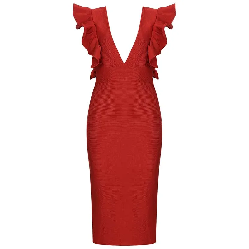 

Wholesale 2020 woman's dress Black Red high quality V-neck Mini Sexy club celebrity boutique cocktail party bandage dress