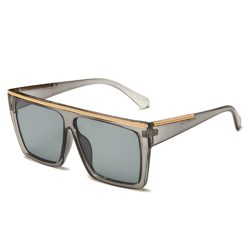 

2021 модные серые популярные мужские и женские уличные солнцезащитные очки с квадратной оправой и золотыми краями