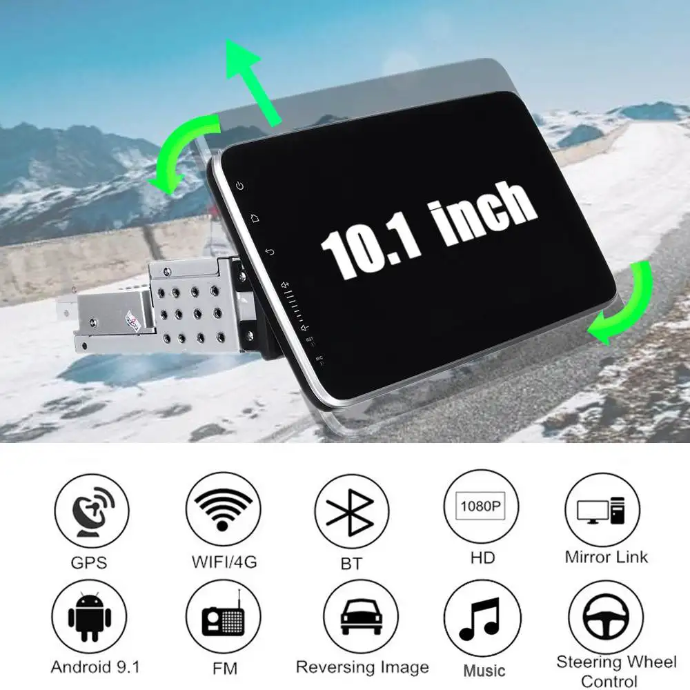 Автомагнитола 1DIN мультимедийный проигрыватель MP5 с экраном 10 1 &quot Android 9 GPS 4G Wi Fi 2.5D