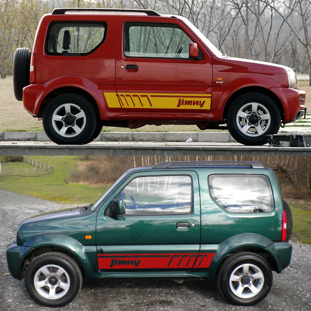 2 шт. автомобиль обе двери сбоку юбка наклейки для Suzuki Jimny Авто полоса виниловая