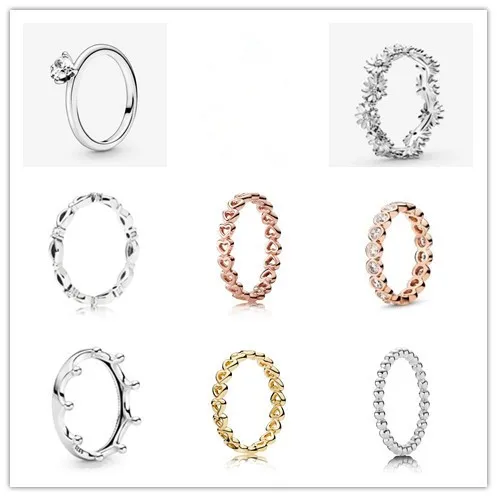 

Женское кольцо из серебра 925 пробы, со сверкающими маргаритками и короной