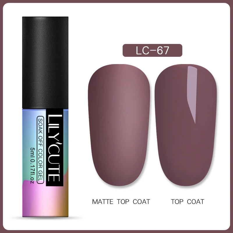 67 LILYCUTE матовый Гель-лак для ногтей Gery color зимний Гель-лак для ногтей матовое верхнее покрытие отмачиваемый УФ-Гель-лак для нейл-арта - Цвет: 67