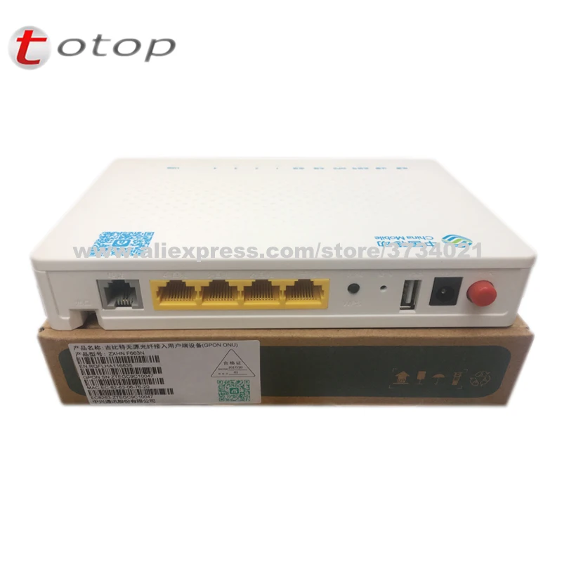 Фото Новый ZTE F663N GPON ONU ONT 3FE + 1GE 1Tel USB Wifi английская версия с китайским логотипом