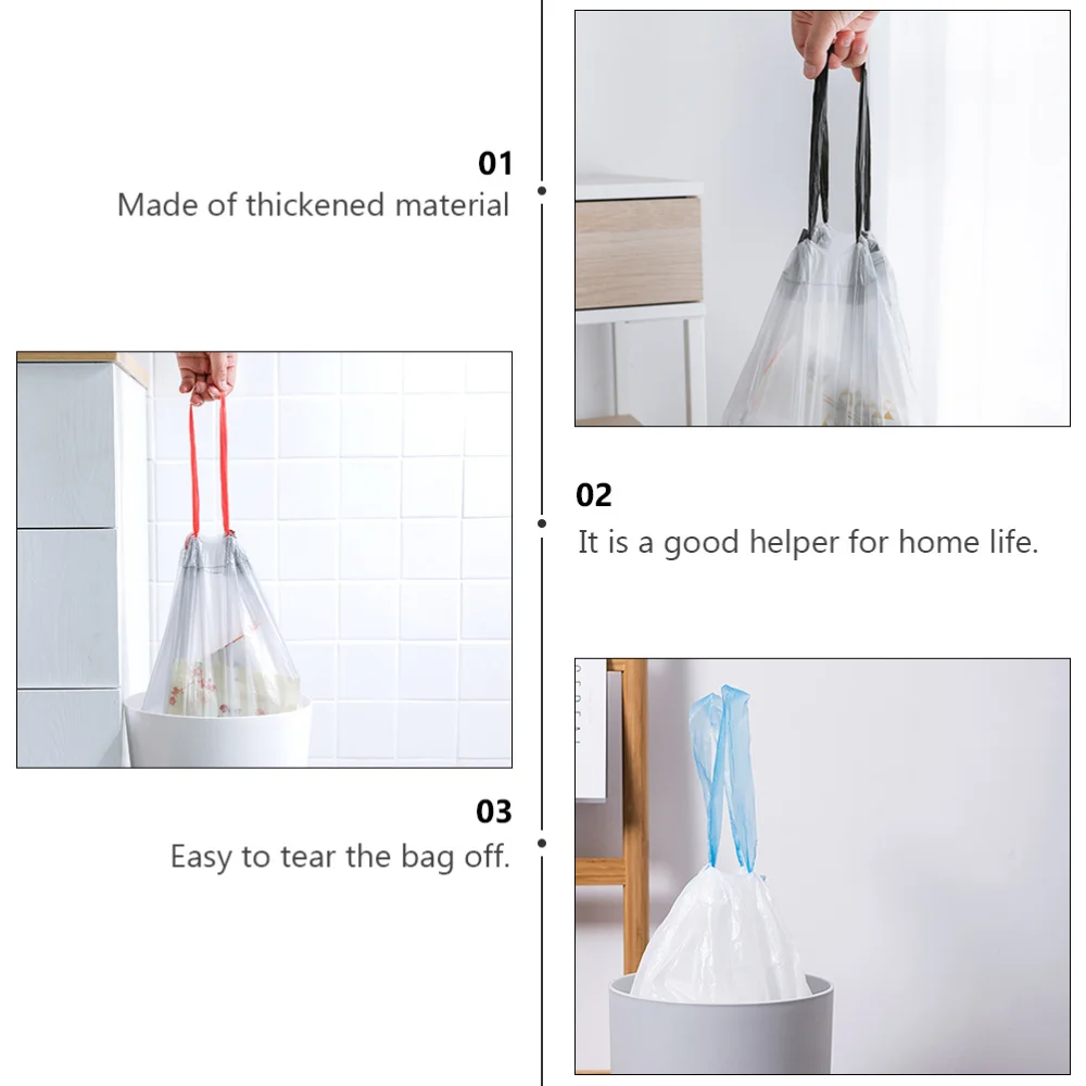 

1 Set 90 Pcs Disposable Garbage Bags Drawstring Rubbish Bags (Random Color Style)