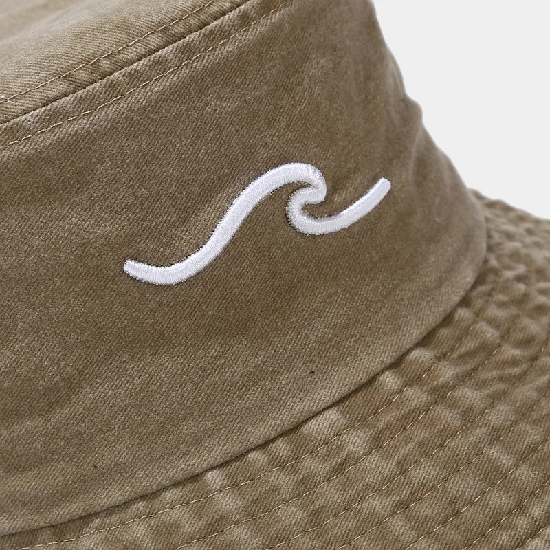 

European ins washing Cotton bucket hat waves stereo embroidery fisherman hat men women outdoor sun hat Japanese retro basin hat