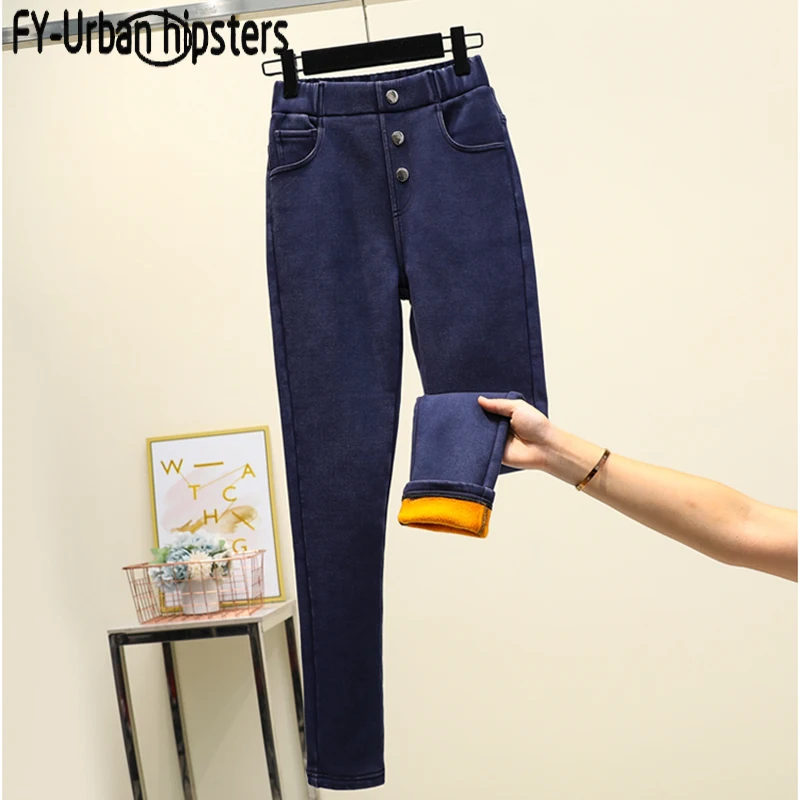 2019 Women Jeans Plus Size Casual high waist summer Autumn Pant Slim Stretch Cotton Denim Trousers for woman Blue black | Женская одежда