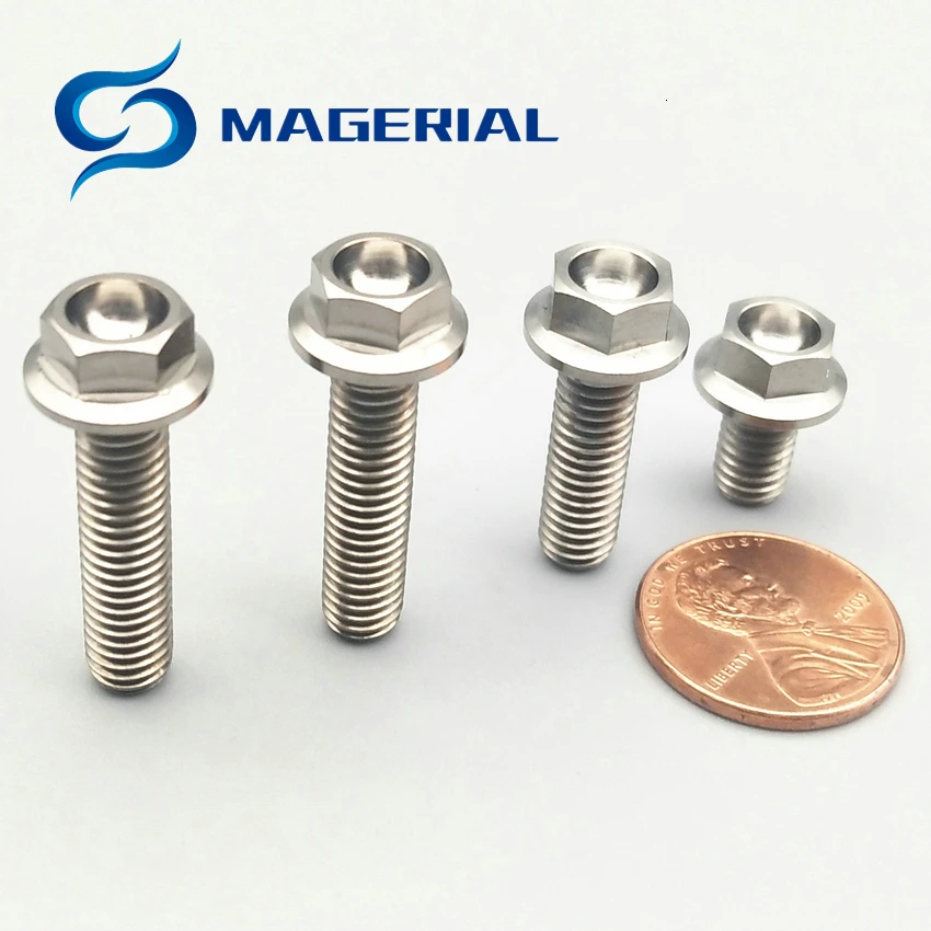 Ti Болт M6 M8 титановые болты для мотоцикла DIY MTB Ti цветная Фланцевая головка шестигранные Ti винты Ti Упаковка застежек 4 шт