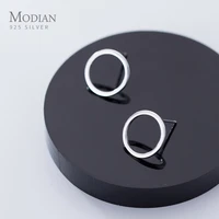 modian simple geometric stud earring for women fashion authentic 925 sterling silver round ear stud fine jewelry 2020 new