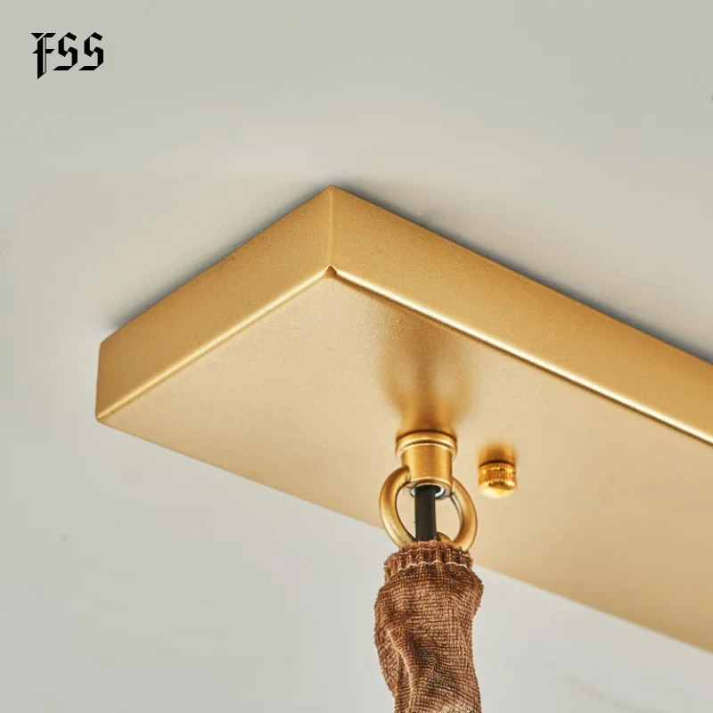 Золотая прямоугольная хрустальная люстра Fss для столовой светодиодные лампы