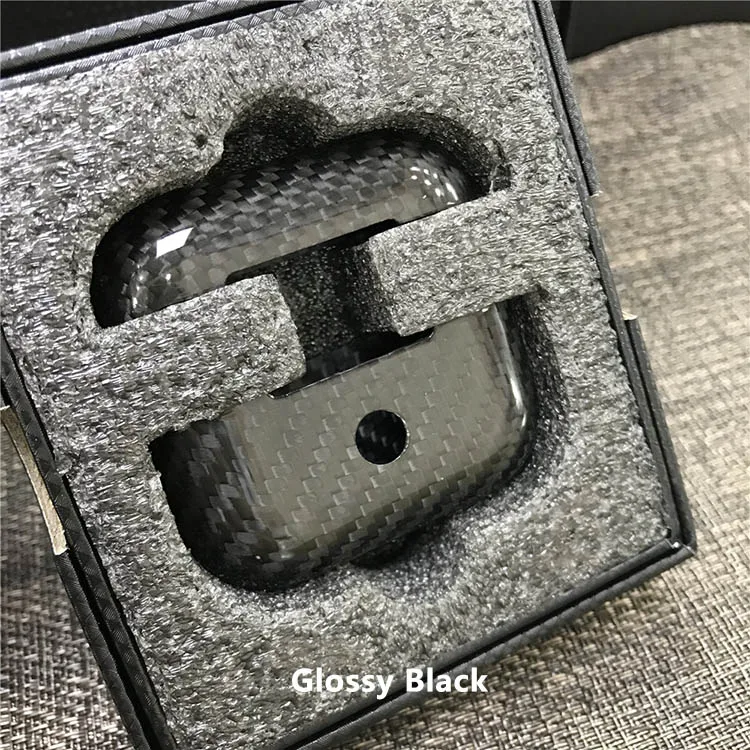 Glossy Black Чехол из настоящего углеродного волокна для Apple AirPods Pro, роскошный тонкий жесткий защитный чехол для AirPods Pro, чехол для наушников, аксессуары - Цвет: Glossy Black