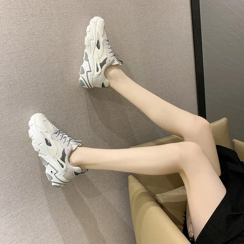 

2020 spring and autumn new fashion old shoes women's thick-soled color matching women's shoes all-match sports casual shoes X477