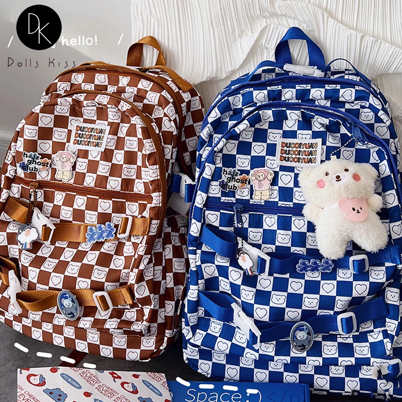 

Japanese Cute Backpack Kawaii Love Printed Women Backpack College Style Large Capacity Student Schoolbag Ladies Casual Backpack