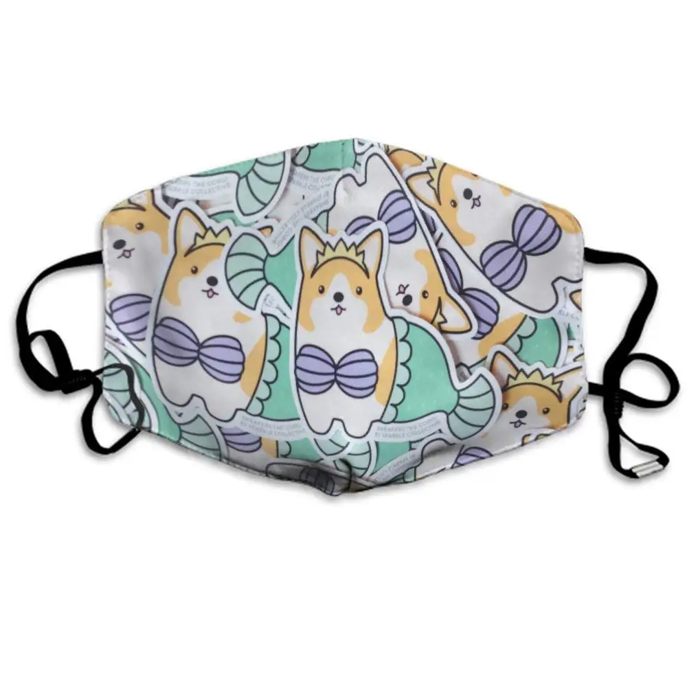 

Mouth Masks Funny Corgi Dogs Earloop Face Mask - Adjustable Elastic Strap for Travel Cleaning, Anti Smog Dustproof