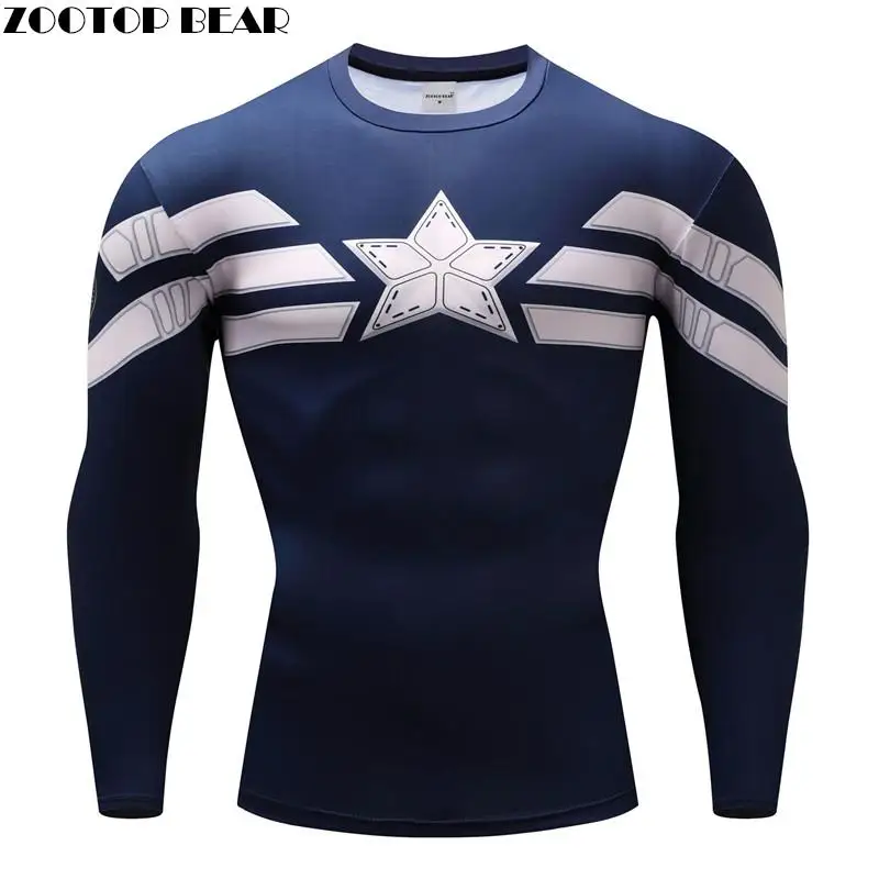 Капитан Америка футболки Компрессионные Мужские для фитнеса и бодибилдинга с 3D