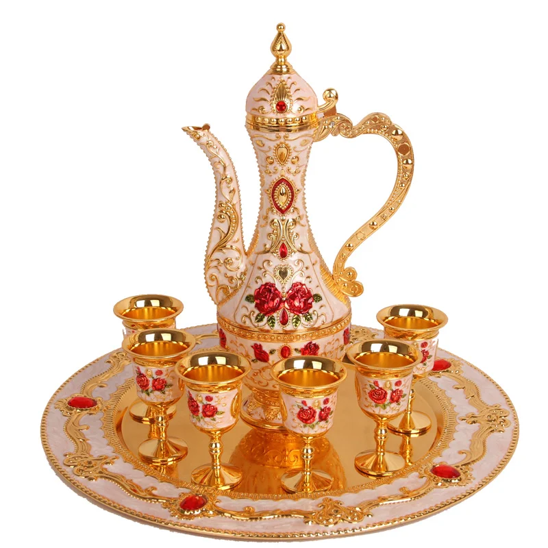 

zq European Style Tin Wine Set Creative Liquor Fair Mug Russian Goblet Gift