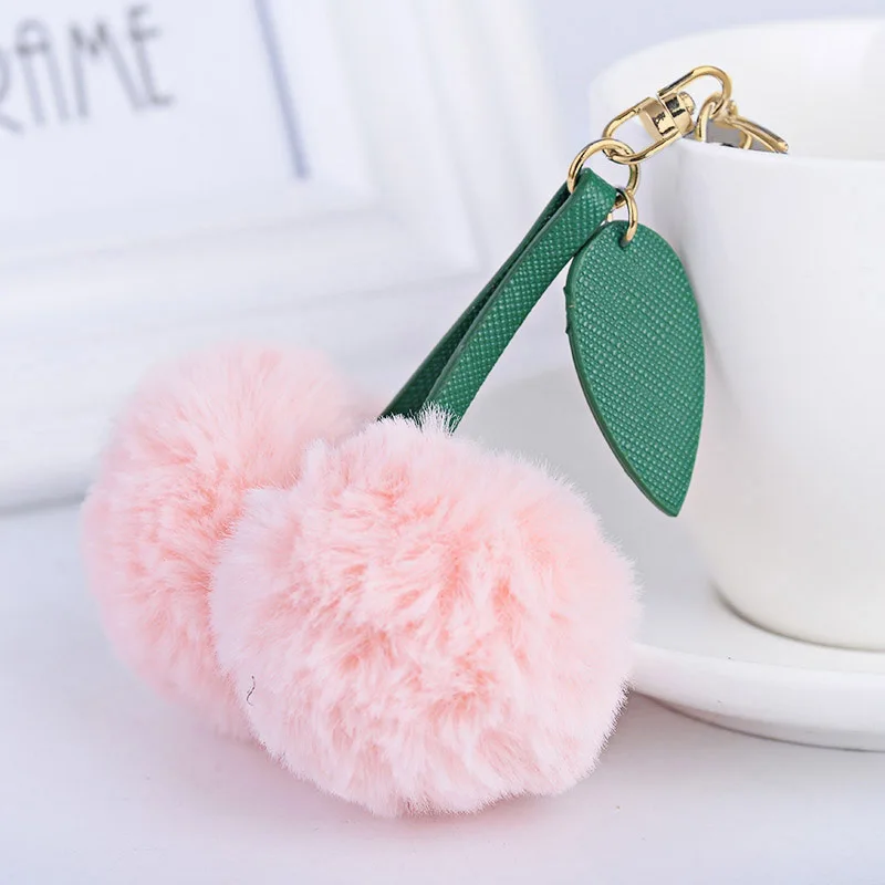 Милый плюшевый брелок с искусственным кроличьим мехом вишни триколор сумка