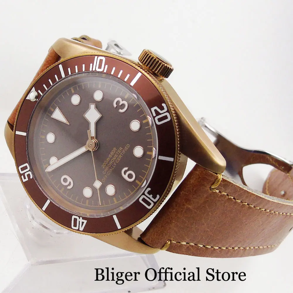 Часы Sapphire 41 мм кофейные с большим циферблатом часы из сплава вращающимся ободком