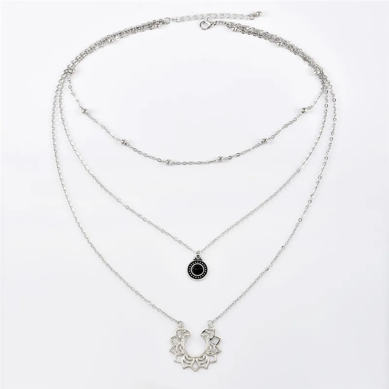 Женское простое круглое ожерелье с бусинами на цепи богемный черный хрустальный