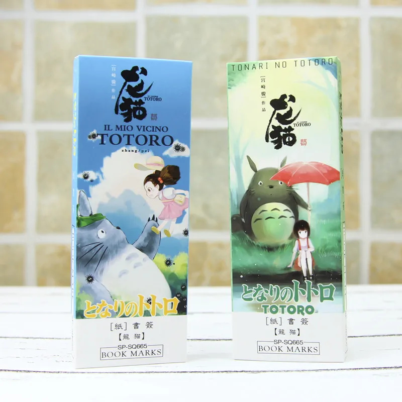 

32 pcs/set Cartoon Totoro bookmark Anime paper page holder Memo card Stationery office School supplies separador de libros F392