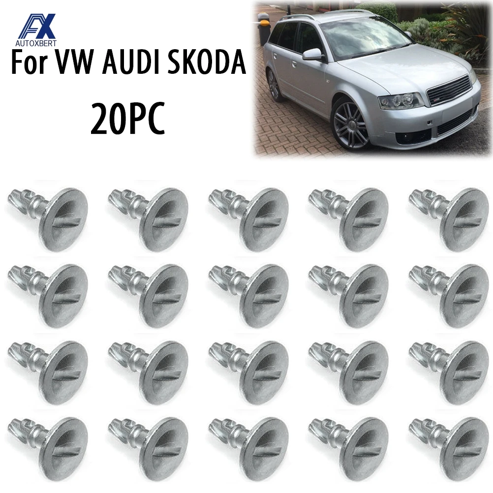 

20X Undertray Engine Under Cover Fixing Clips Trim Panel Metal Screw For Audi A3 A4 A6 A8 VW Passat B5 SKODA Superb I 8D0805121
