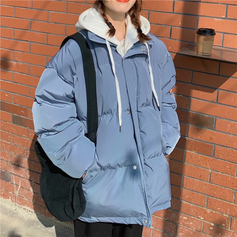 

Winter Solid Color New Women's Hooded Fake Two Padded Jacket Casual Thick Warm Basic Outerwear Tops