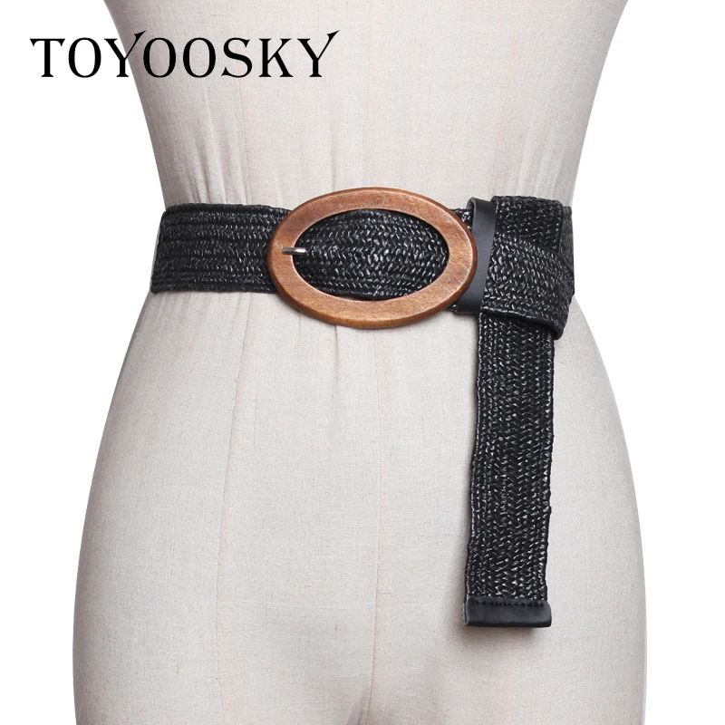 Ремень TOYOOSKY женский Плетеный модный однотонный пояс в этническом стиле с круглой