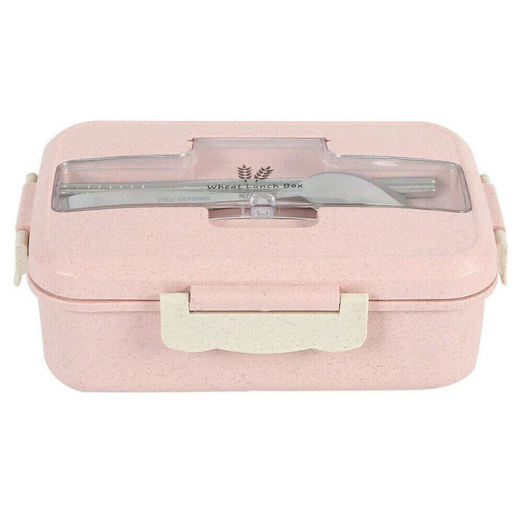 Портативный здоровый материал Ланч-бокс 3 слоя пшеничной соломы Bento коробки