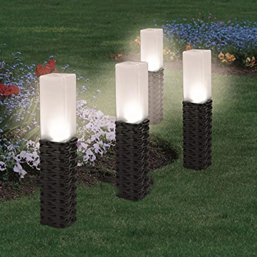 Thrisdar 2/4/6PCS Outdoor Rattan Solar Pathway Lawn Light Garden Patio Stake Landscape Driveway Ground | Освещение