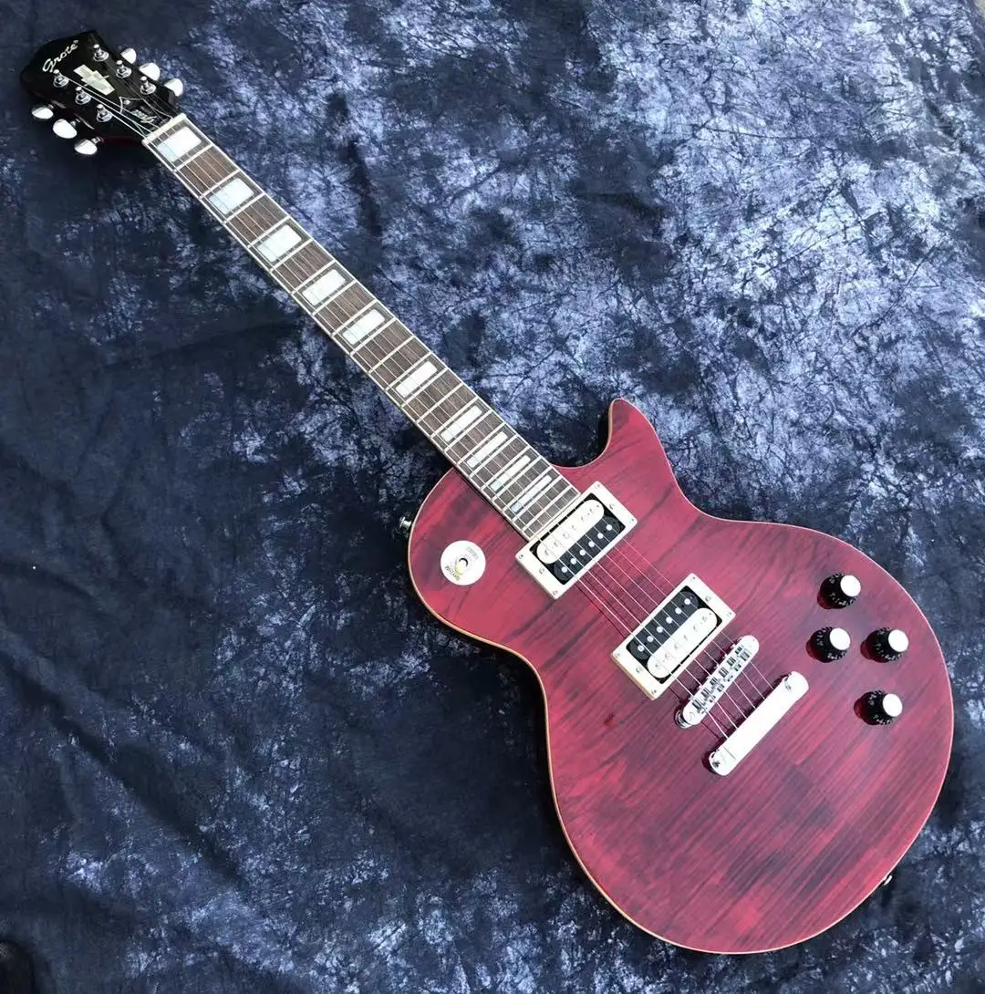 free shipping New High quality China GROTE electric guitar Mahogany red flame maple Top custom electricguitar | Спорт и развлечения