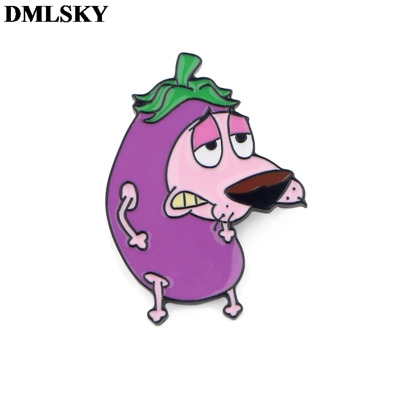 DMLSKY отвага трусливая собака мультфильм Металлические Булавки эмалированные Броши для женщин мужчин Нагрудный значок для рюкзака джинсовая булавка M2840