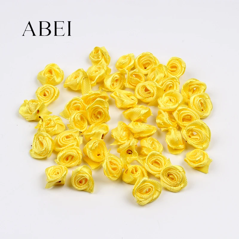 100 шт. 15 мм Желтая роза искусственная лента для украшения дома свадьбы вечеринки