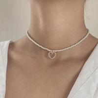 ywzixln trend elegant jewelry crystal heart pendant necklace for women fashion white imitation pearl choker necklace n0212