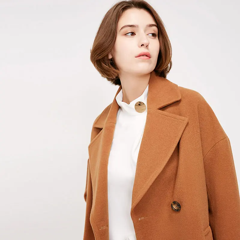 Vero Moda осень зима лацкан воротник двубортное шерстяное пальто | 318327564