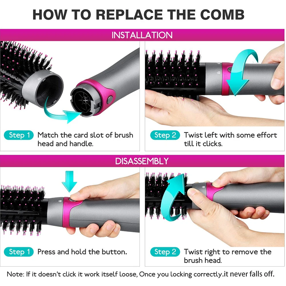 

Hot Air Brush 4 In 1 Rotating Hair Dryer Brush One Step Volumizer Blow Dryer Styling Tools Hair Straightener Curler Comb Roller