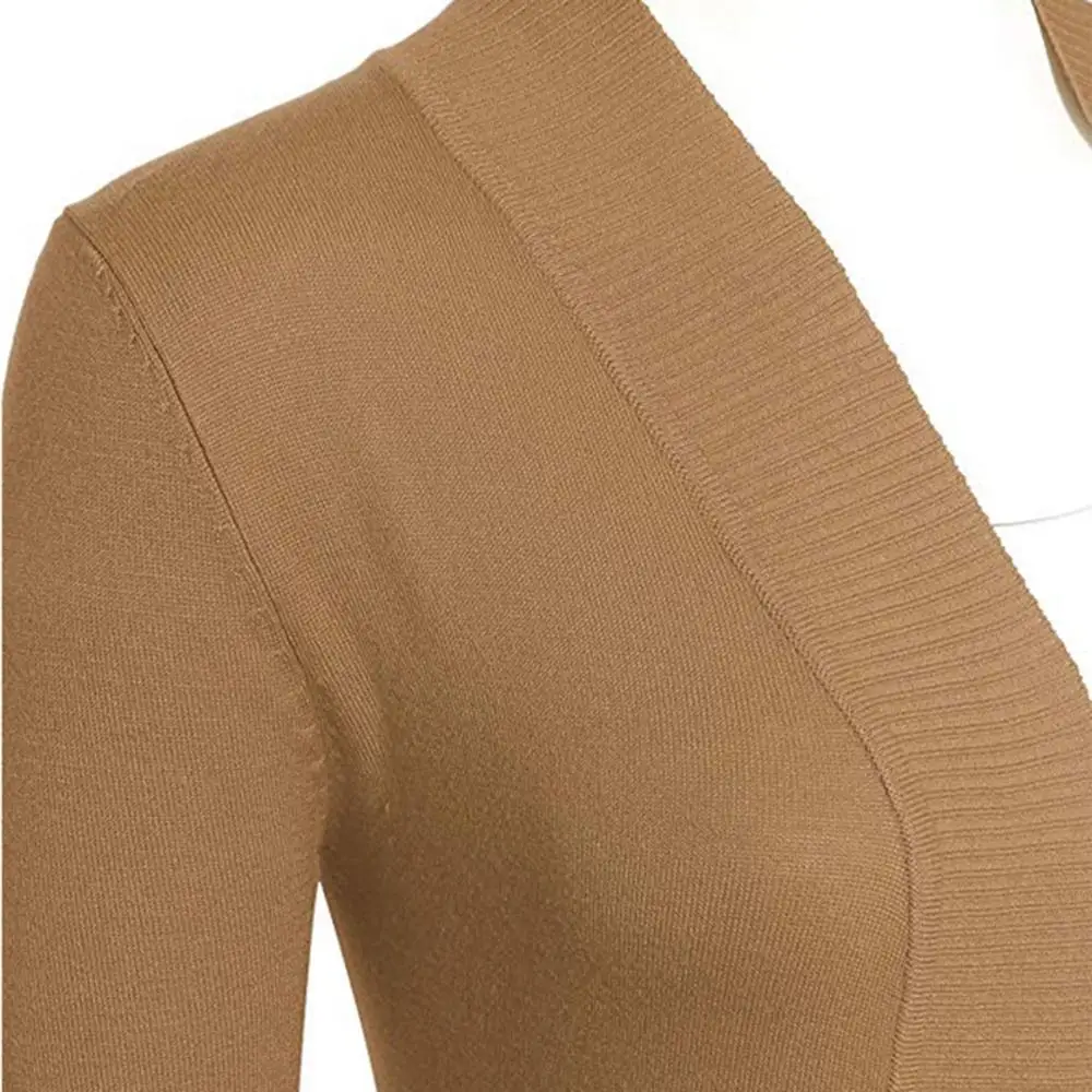 

Women's long cardigan cross-cut solid color wild autumn and winter plus size women's fork large pocket