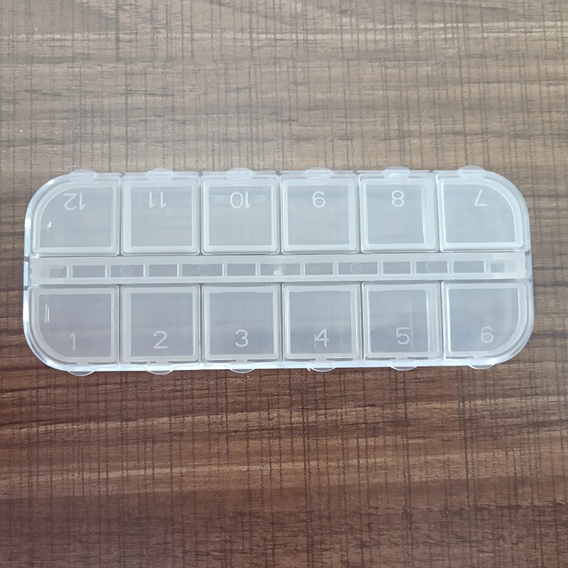Прозрачный пластиковый ящик для хранения с 12 сетками мелких компонентов