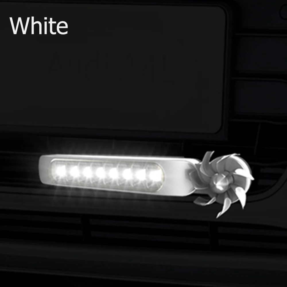 White 2 шт. автомобильные светодиоды без проводки, ветрозащитная решетка, автомобильные фары с вентилятором, вращение для автомобиля, Предупреждение льные лампы, дневные ходовые огни - Испускаемый цвет: White