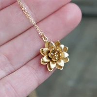 jk gold color flower pendant necklaces for women beauty romantic bridal wedding engagement accessories female trendy jewelry