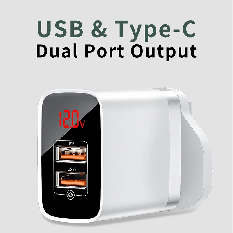Baseus светодиодный дисплей USB зарядное устройство для мобильного телефона адаптер питания для iPhone samsung xiaomi настенная Быстрая зарядка розетка Великобритания вилка универсальная