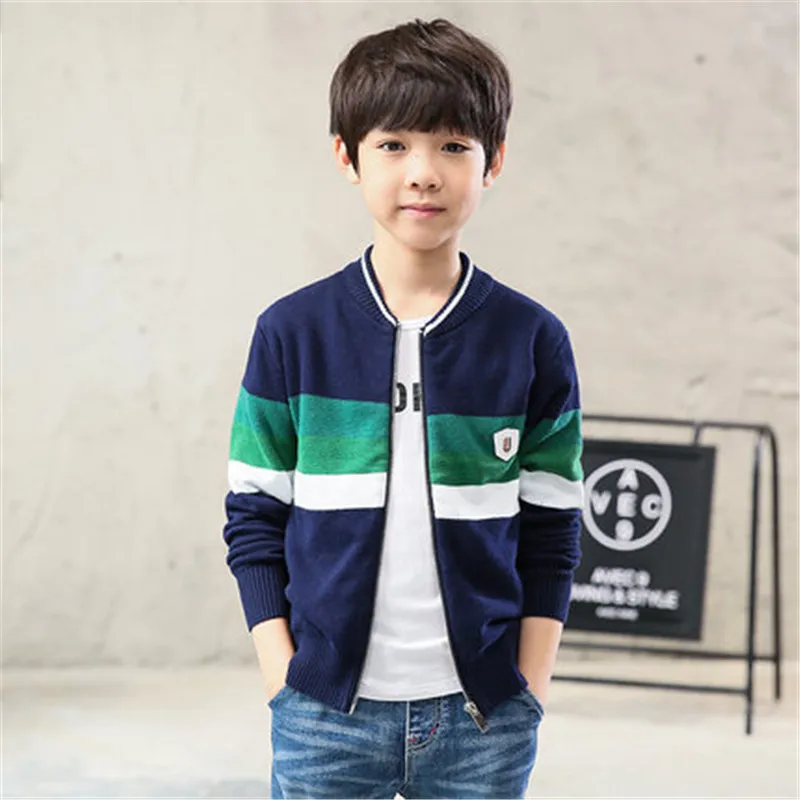 Весенне-осенние Хлопковые вязаные свитера для мальчиков-подростков