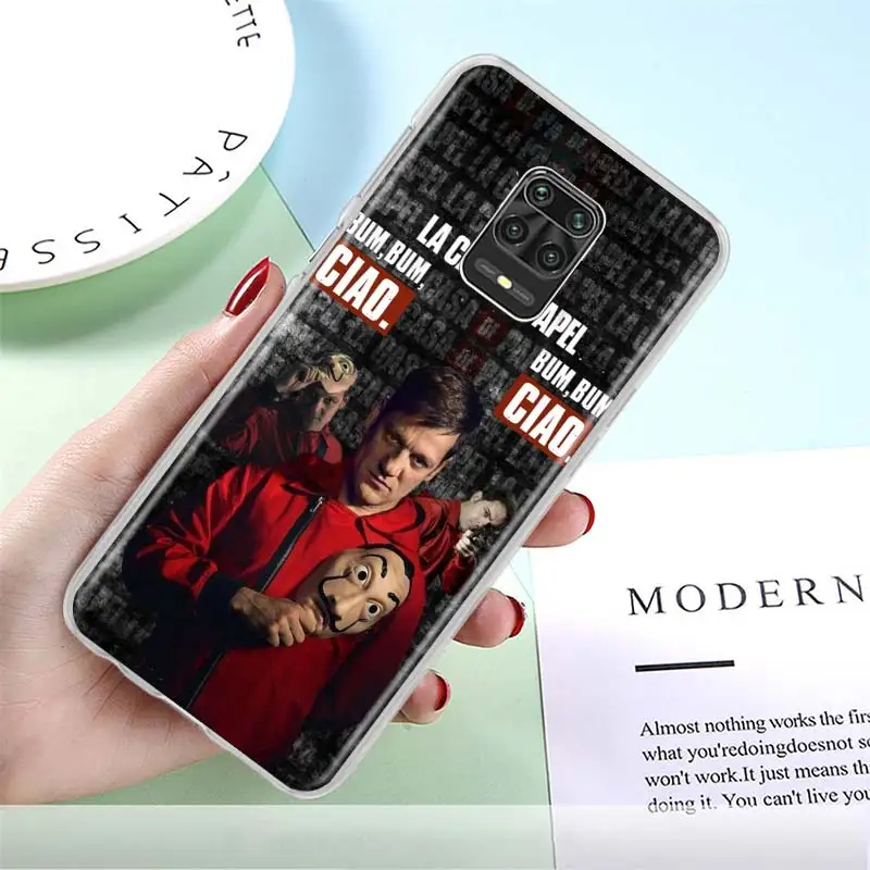 

Phone Case for Xiaomi Redmi Note 10 9S 9T 9 8 Pro 8T 7 7A 9A 9C K30 K40 Money Heist House Paper Bumper Cover Shell Coque Fundas